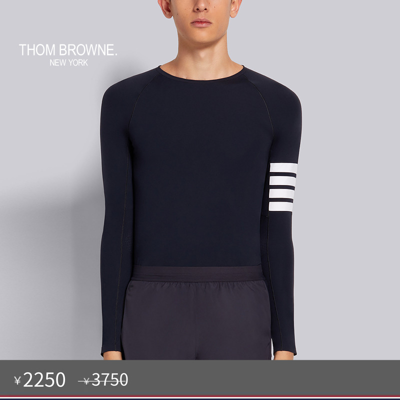 男士新品条纹紧身秋冬