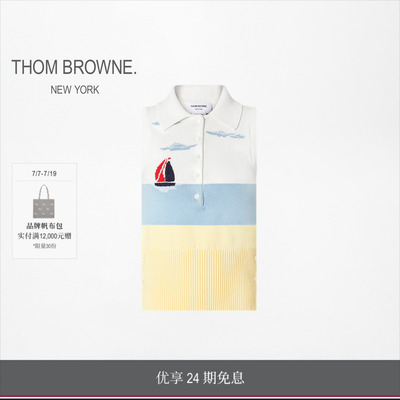 [24期免息][早秋新品]THOM BROWNE 女士风景针织棉质无袖Polo衫