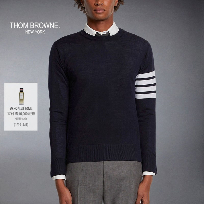 THOM BROWNE 男士经典四条纹羊毛圆领针织衫套头衫,男装,针织衫/毛衣,淘宝优惠券,粉丝福利购,淘宝优惠卷