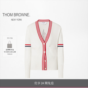 [24期免息][早秋新品]THOM BROWNE 女士棉质帆船提花V领开衫