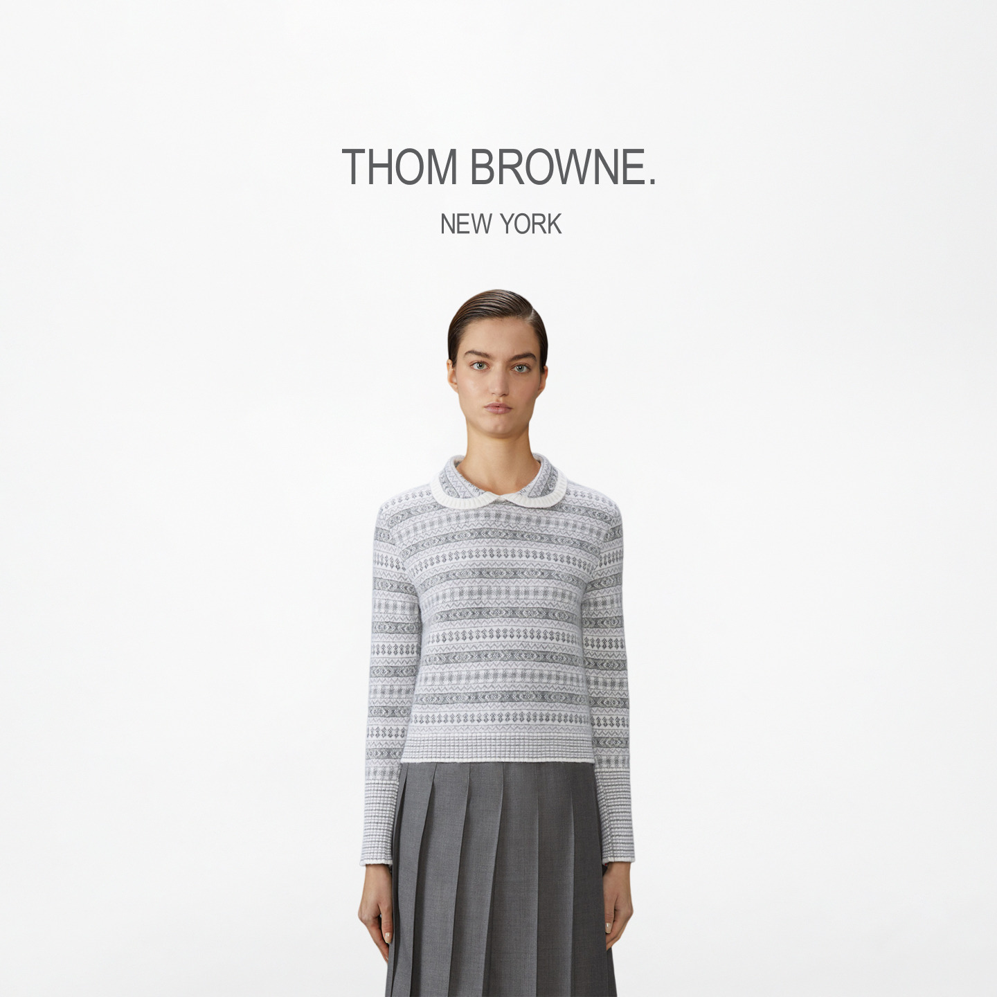 [6期免息][秋冬新品]THOM BROWNE女士2025秋冬羊毛提花套头衫