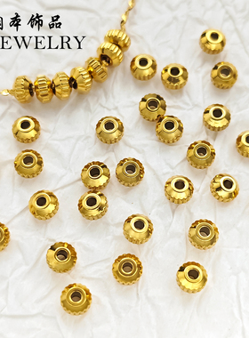 钢本饰品不锈钢4mm竖纹鼓面珠真空全金串珠隔片DIY手链算盘珠配件