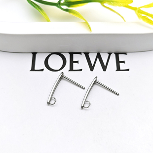 简约钛钢不掉色3*12mm耳钉创意手工diy耳饰配件韩版T型带圈耳环