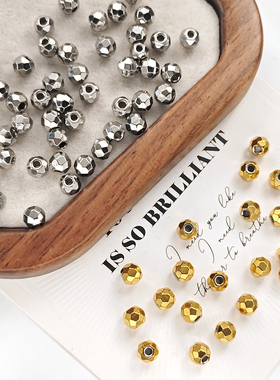 钢本饰品 不锈钢镭射珠真空全金通孔珠DIY手作串珠钛钢隔珠蹦迪珠