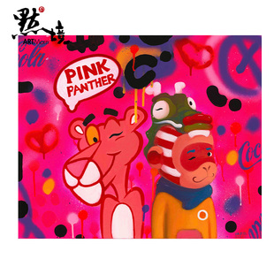 默境陈建周版画悟空与粉红豹亲笔签名限量99版潮流艺术客厅装饰画