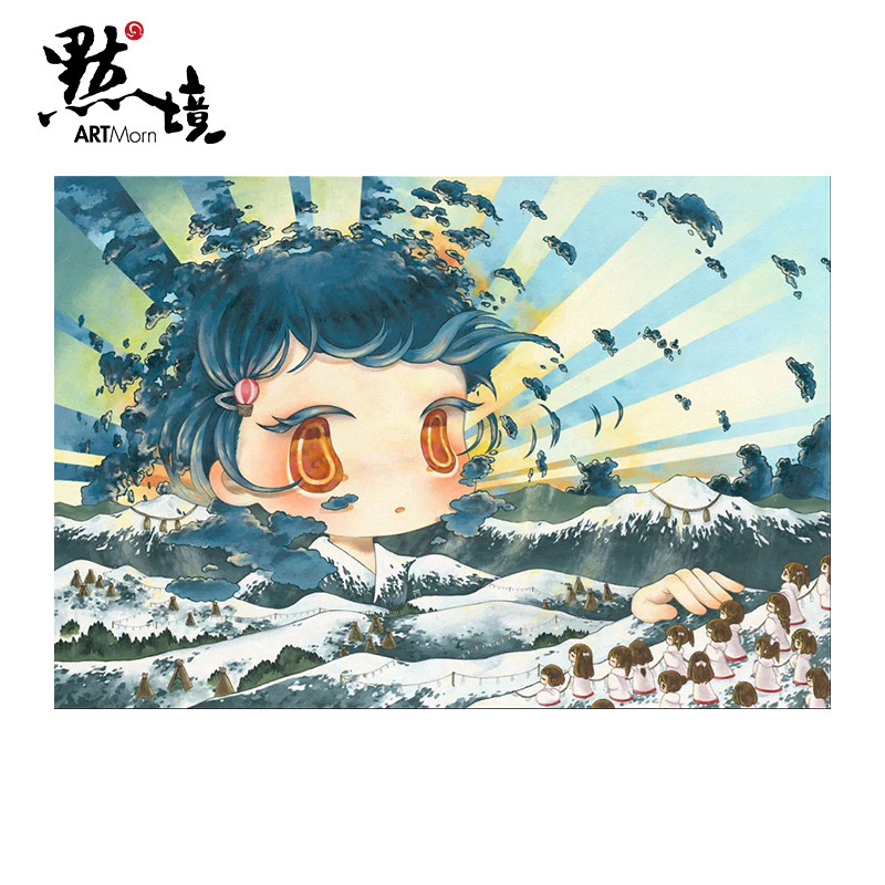 默境 金田凉子限量50版版画《日出》亲笔签名收藏手工装裱装饰画