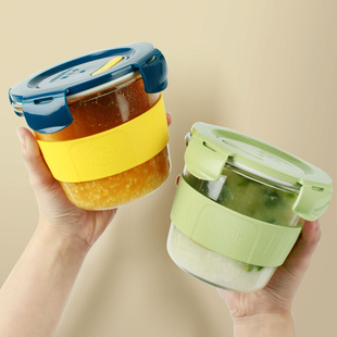 玻璃汤碗家用带盖大号喝汤杯便携密封装 粥上班族饭盒微波炉耐高温