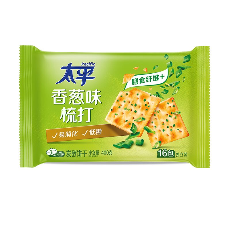 沃集鲜太平香葱味梳打发酵饼干400g(16包)营养易消化沃尔玛代购