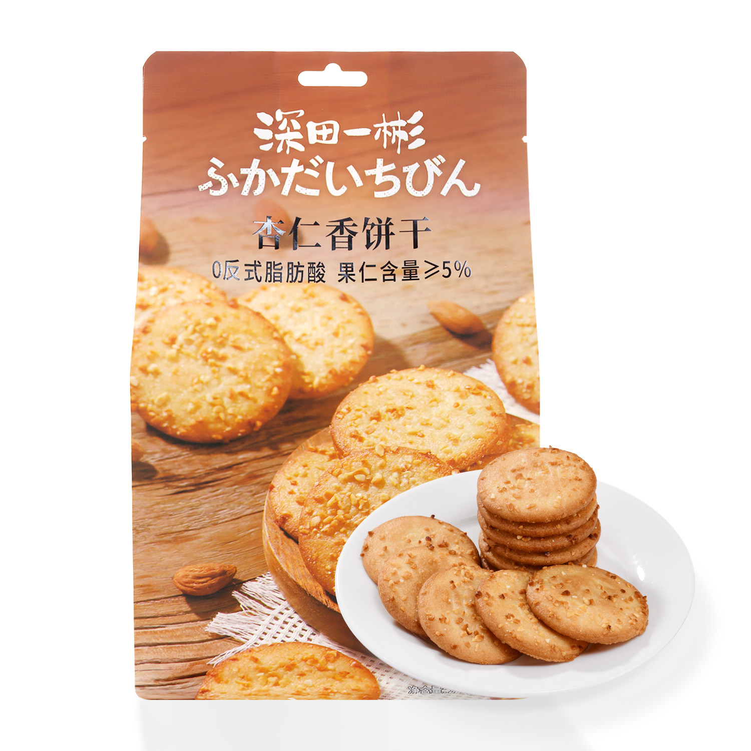 沃集鲜深田一彬杏仁香饼干225g(12小包)含果仁酥脆零食沃尔玛代购