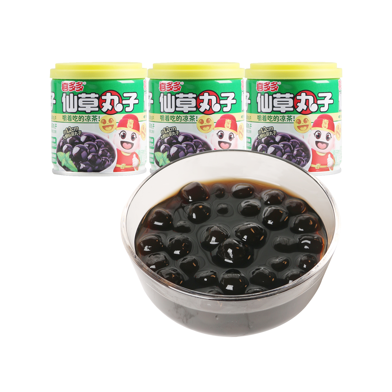 沃集鲜喜多多仙草丸子凉茶植物饮料200g*3罐休闲零食沃尔玛代购