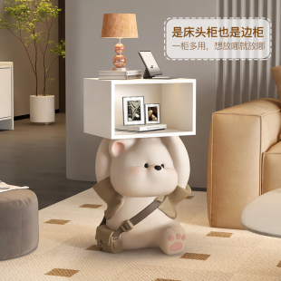 奶油风熊大型床头柜落地摆件卧室儿童房间装 饰客厅电视柜沙发边几