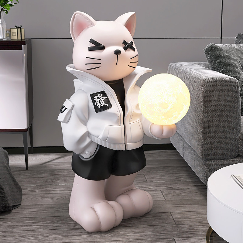 创意猫大型落地摆件客厅电视柜旁家居饰品样板间装饰乔迁新居礼品