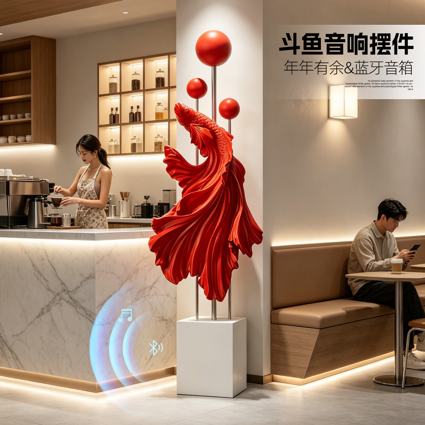 轻奢斗鱼大型落地摆件客厅玄关电视柜沙发旁家居装饰品乔迁新居