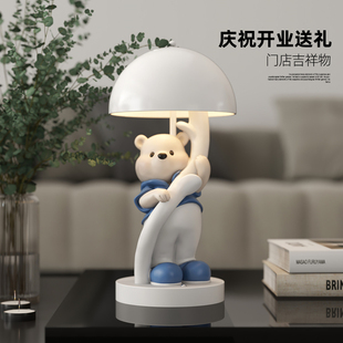 可爱熊台灯摆件客厅儿童房卧室床头柜轻奢高级感玄关装饰圣诞礼物