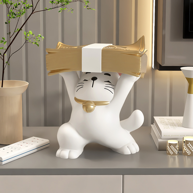 国潮举钱招财猫桌面摆件