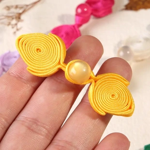 汉服民族服饰桃子扣 饰扣唐装 玉珠桃扣旗袍盘扣手工中式 布扣复古装