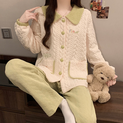 空气棉睡衣女款春秋冬季