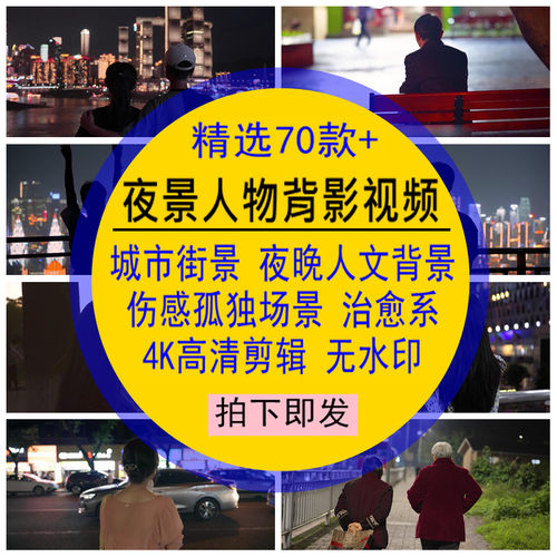 夜景人物背影视频素材城市街景夜晚人文治愈伤感孤独场景剪辑背景