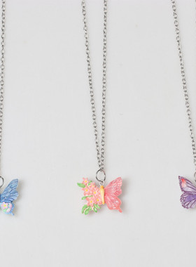 炫彩蝴蝶原创情侣项链小清新吊坠
