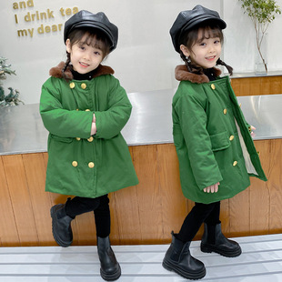 清仓】军冬大衣儿童军棉绿大衣男童正品宝宝棉服冬羽绒服长款过膝