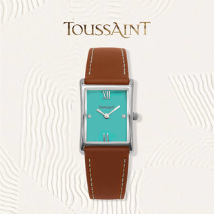 新款TOUSSAINT杜桑小蛮腰系列盐湖蓝 女士手表 复古撞色钻石手表