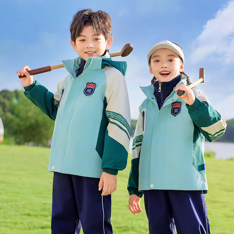 新款小学生校服春秋款班服冲锋衣三件套运动会套装冬季幼儿园园服