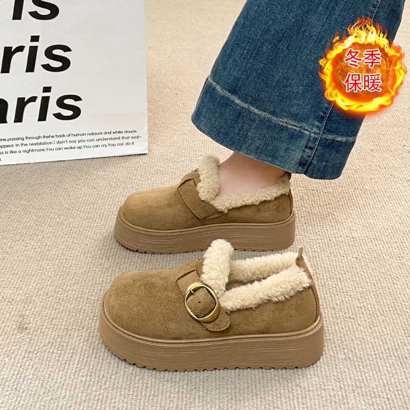 真皮勃肯鞋女冬加绒加厚软底短靴