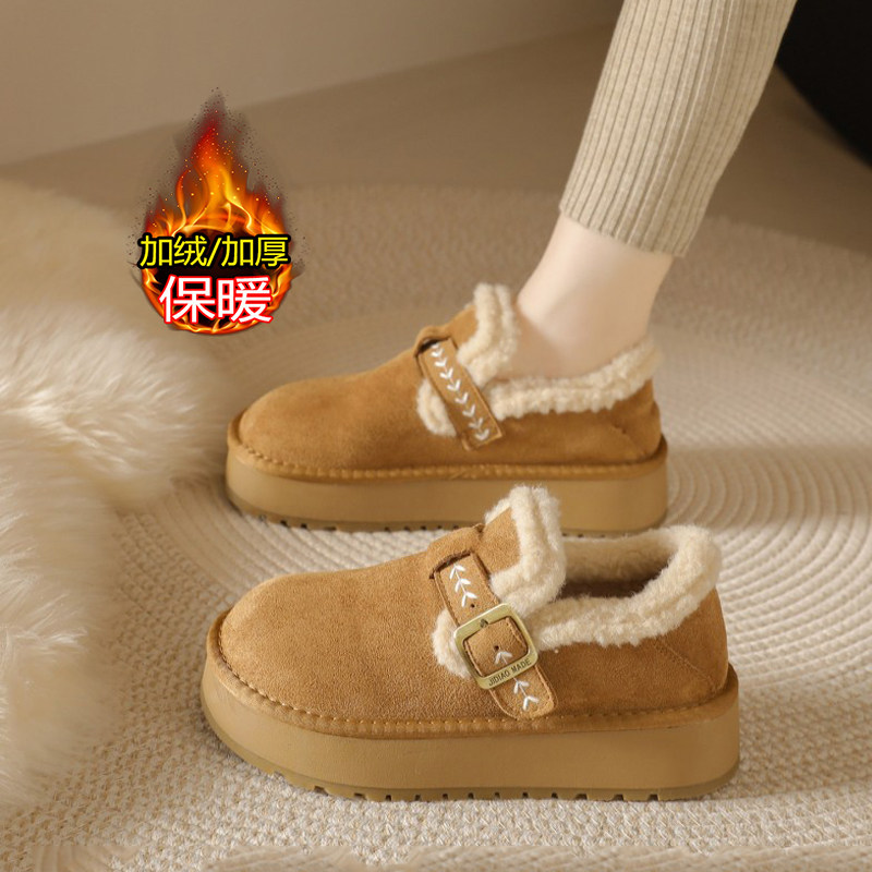 厚底勃肯鞋女2025新款冬季加绒加厚毛毛棉鞋防水防滑一脚蹬雪地靴,女鞋,勃肯鞋/软木鞋,淘宝优惠券,粉丝福利购,淘宝优惠卷