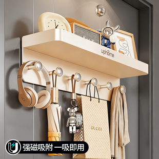 磁吸挂钩免打孔入关玄关壁挂门后挂衣架浴室一排衣服钥匙包包收纳