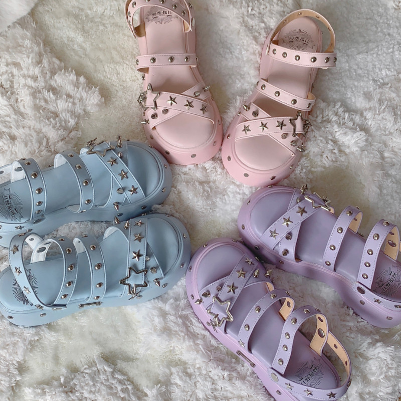 【全款秒发】日野原创辣妹凉鞋拖鞋罗马增高松糕凉拖五色