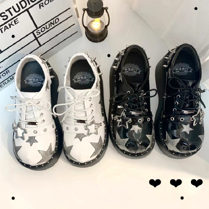 【全款现货秒发】Higano日野原创正品厚底鞋星星亚文化辣妹黑白色