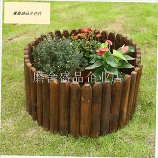 碳化防腐木花坛庭院塑木栅栏围栏护栏H围拢花盆户外田园实木篱笆.