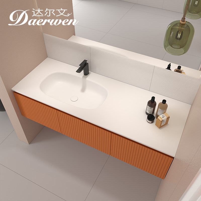 达尔文纯亚克力人造石杜邦可丽耐同材质一体盆洗漱台洗手盆洗脸盆