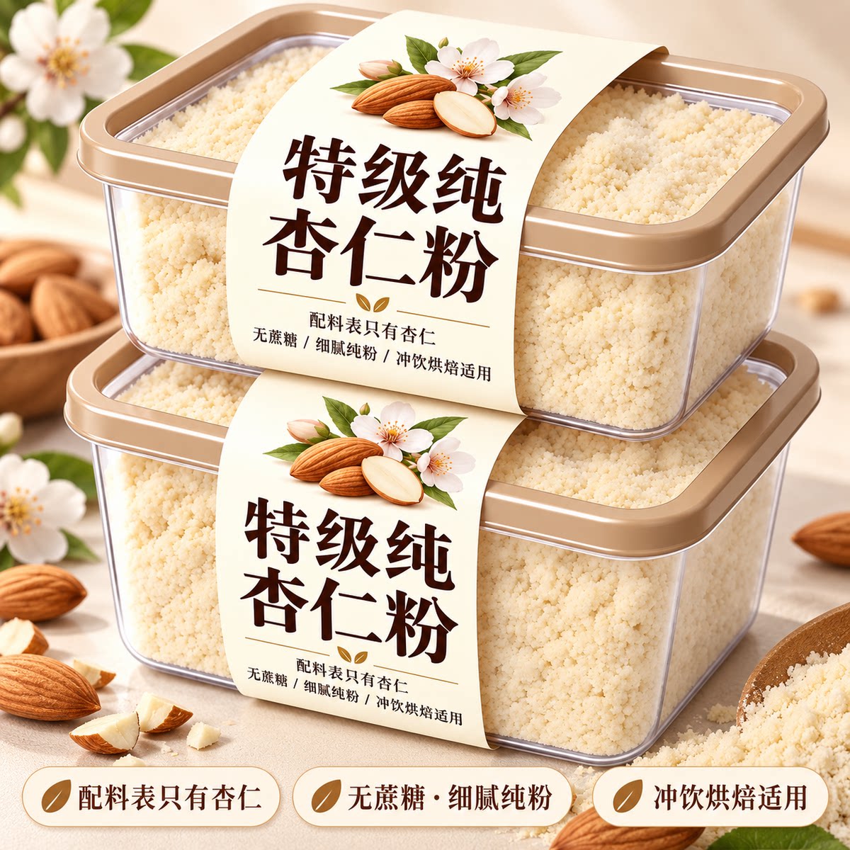 新疆杏仁粉原味无蔗糖纯天然现磨