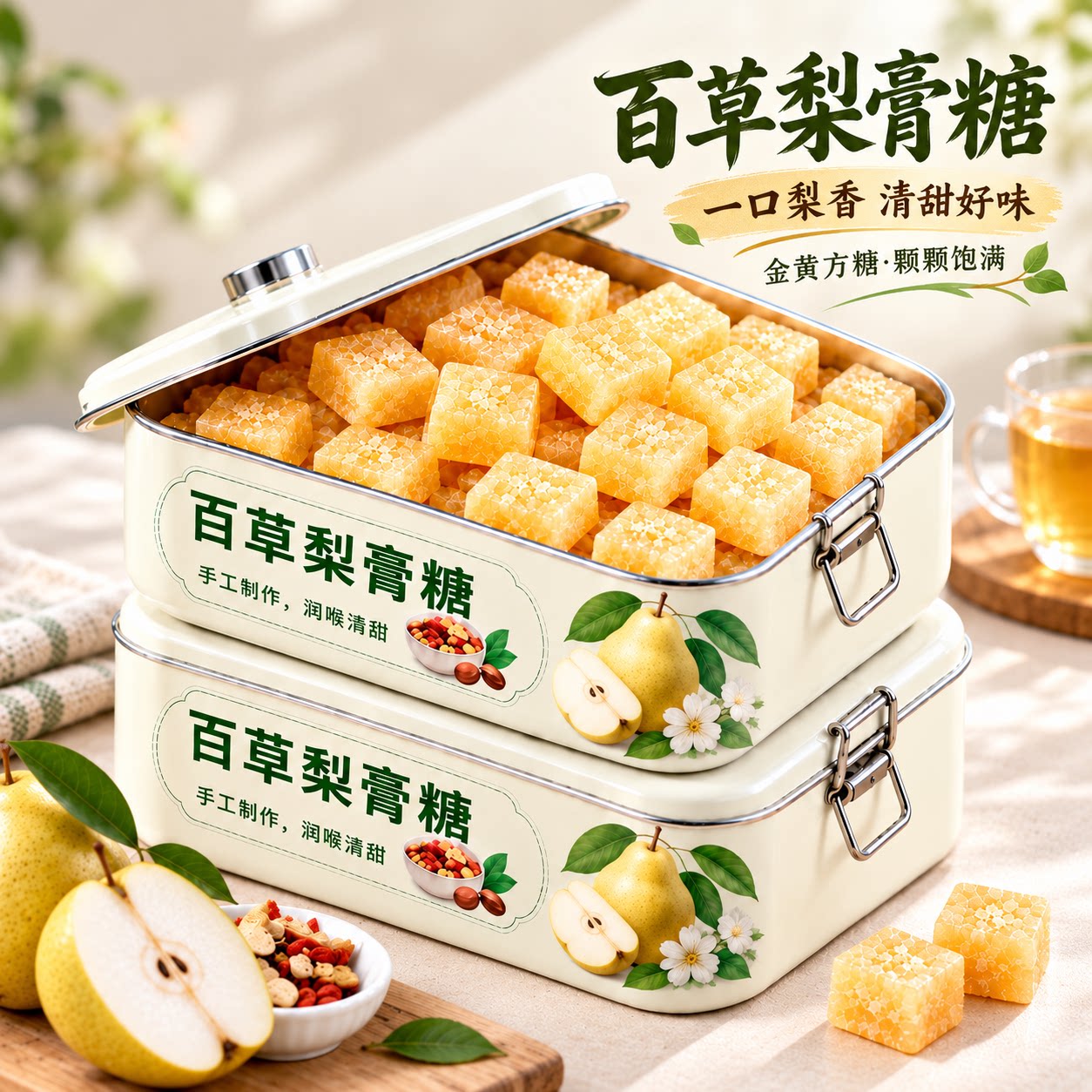 枇杷梨膏糖传统雪梨手工百草薄荷川贝秋梨膏糖果老人小孩清凉膏糖