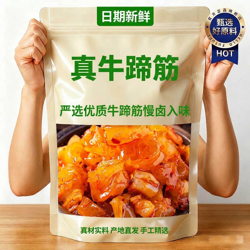 牛蹄筋开袋即食零食官方旗舰店内蒙古特产牛板筋小吃香辣水晶牛筋