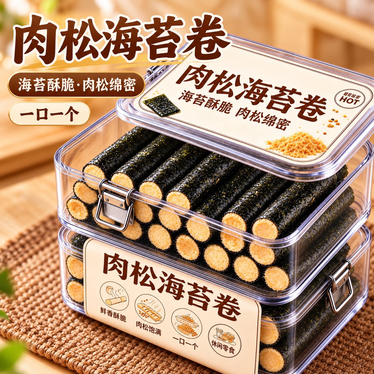 海苔卷肉松夹心卷紫菜网红小零食
