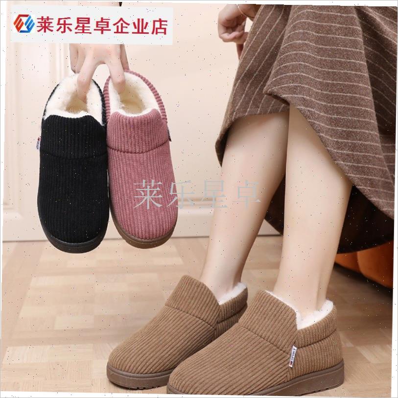 新款老北京布鞋冬季加绒女棉鞋保暖中H老年妈妈鞋居家羊毛棉拖外.