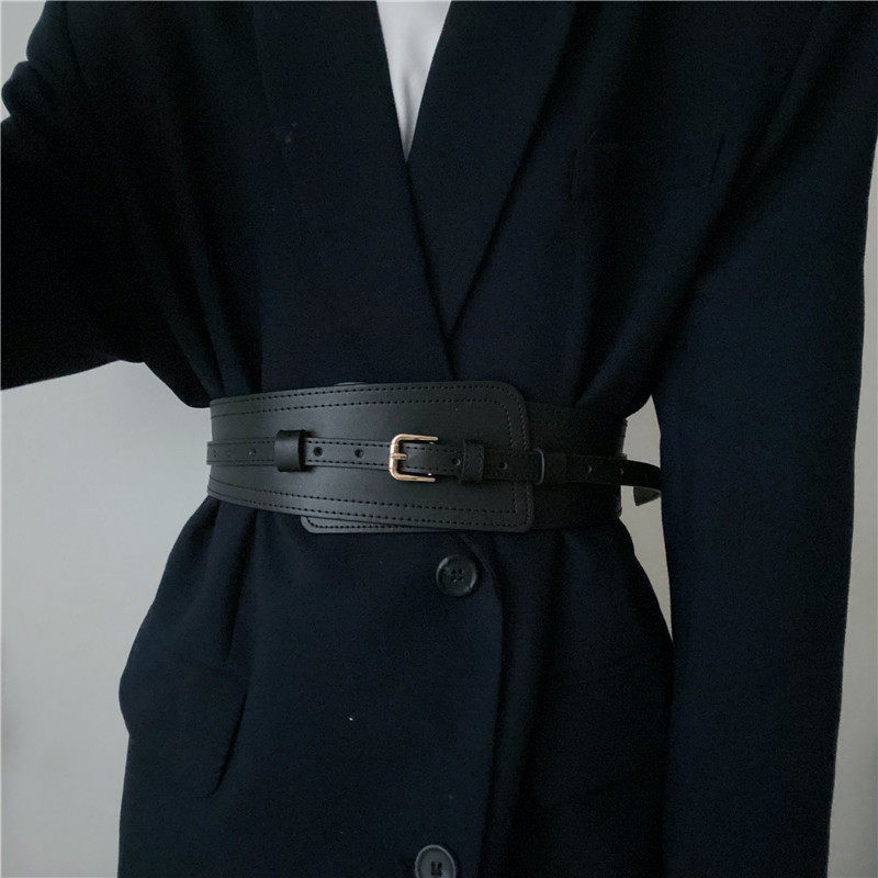 欧美真皮腰带女时尚收腰配西装大衣风衣装饰ins风束腰配饰宽腰封