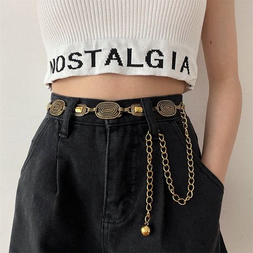 复古做旧金属链条腰带~