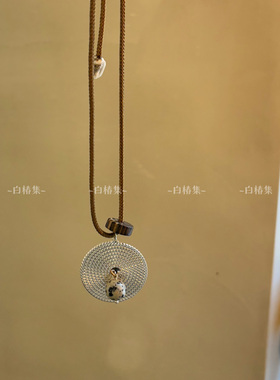 复古金属吊坠毛衣链小众设计感项链新中式民族风森系长款抽绳项链