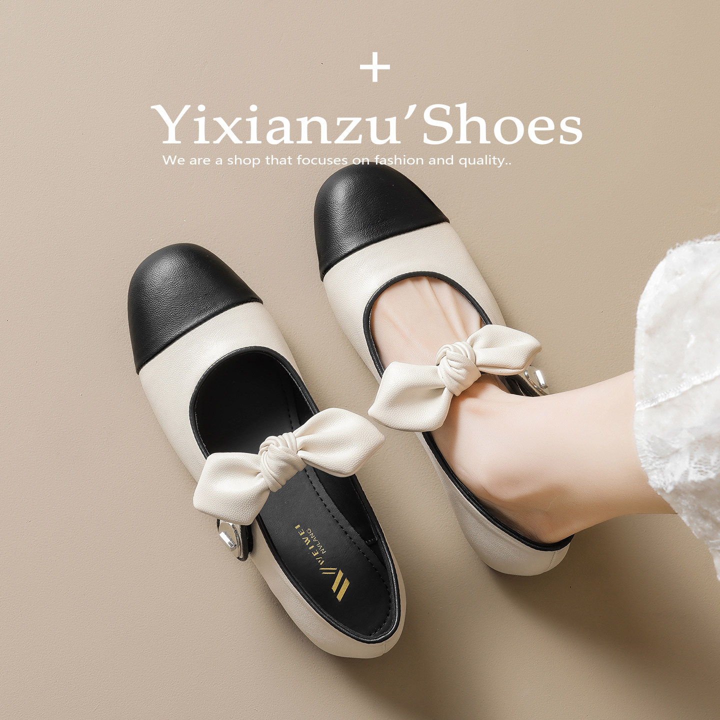 超软小羊皮2026新款法式小香风甜美蝴蝶结单鞋女平底撞色玛丽珍鞋,女鞋,浅口单鞋,淘宝优惠券,粉丝福利购,淘宝优惠卷