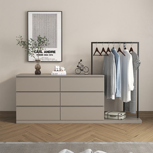 卧室斗柜衣架一体多功能床尾置物柜衣帽架组合现代简约实木收纳柜