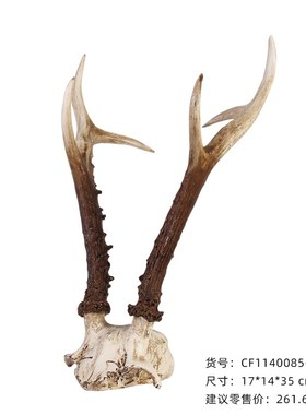 北欧复古摆件狍子头骨鹿角羚羊角山羊角动物头骨家居装饰品树