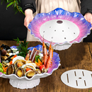 密胺创意刺身盘三文鱼海鲜意境盘火锅店海鲜店可干冰高档餐具