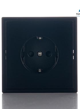 黑色wall socket开关单双控250V欧标80型16A欧规switch墙壁插座CE