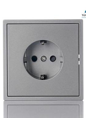 欧标墙壁开关插座灰色wall socket德国插座CE欧规switch16A 250V