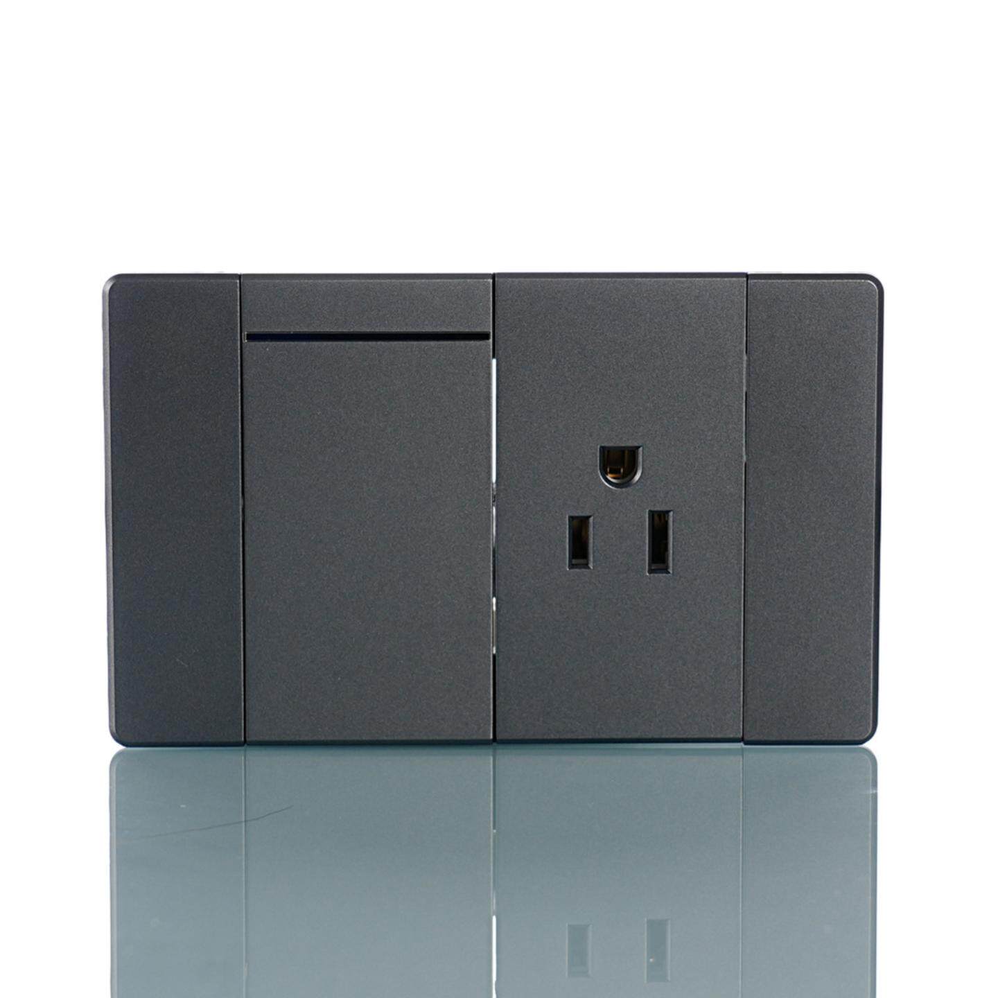 南美开关插座118V一开三孔PC大板超薄面板一位开关美式三孔插座