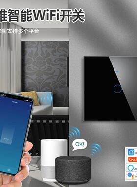 欧规涂鸦智能wifi开关带RF433语音控制alexa GoogleHome触摸开关