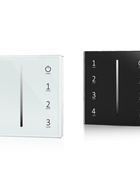 86型 0/1-10V PWM 10V过认证钢化面板 黑色白色 4路触摸式调光器